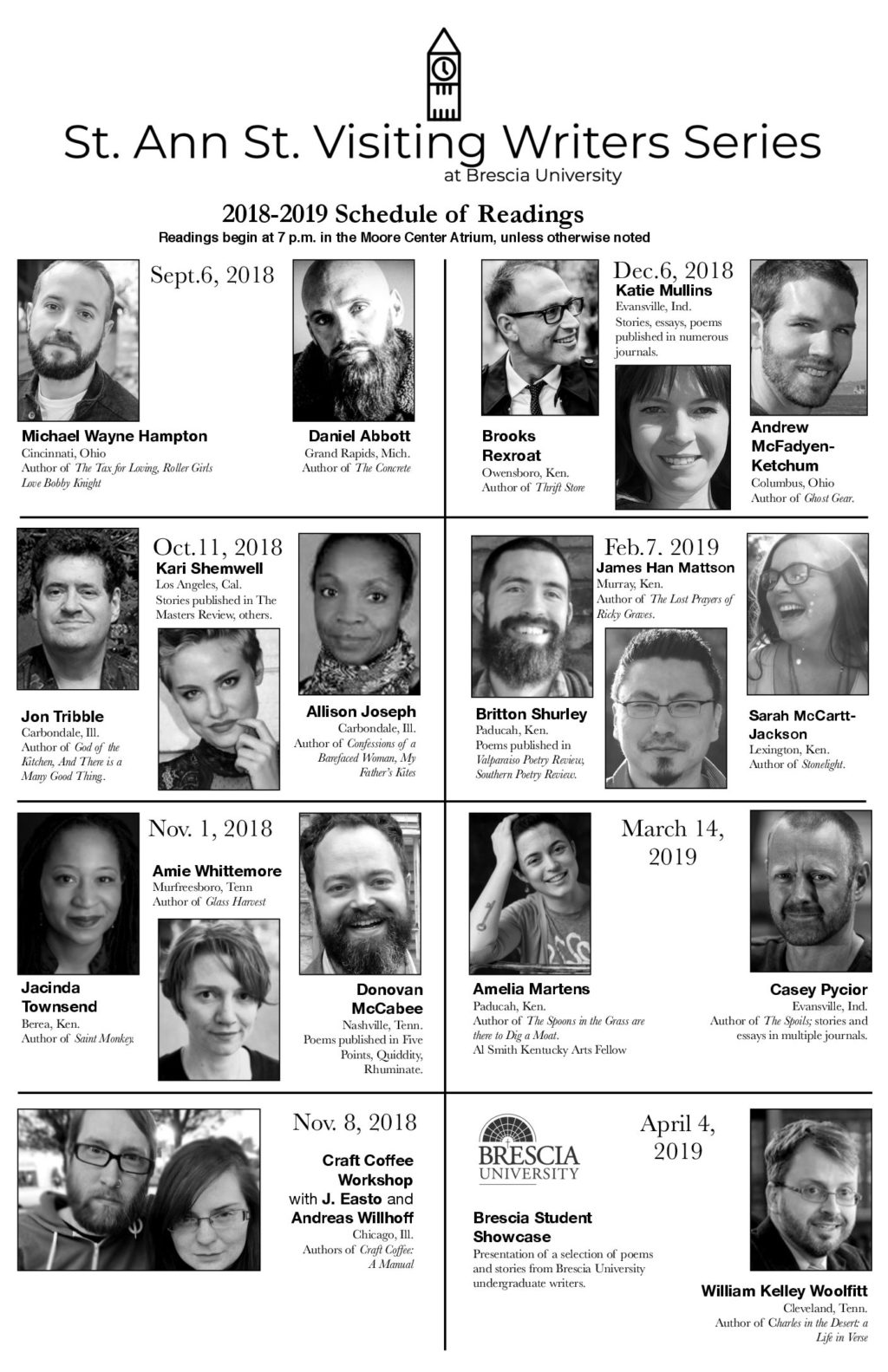 St. Ann Visiting Writer Series @ Brescia University's Moore Center Atrium | Owensboro | Kentucky | United States