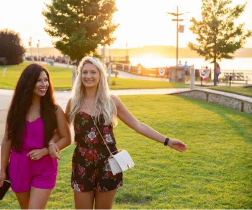 Two ladies enjoying Owenboro's downtown riverfront.