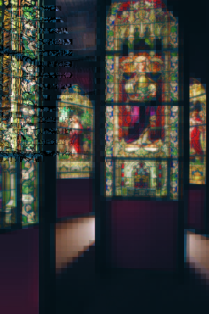 The permanent exhibit in the stained glass gallery at Owensboro Museum of Fine Art.