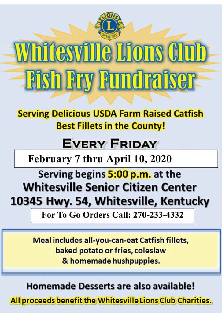 Whitesville Lions Club Fish Fry Fundraiser @ Whitesville Senior Citizen Center | Whitesville | Kentucky | United States